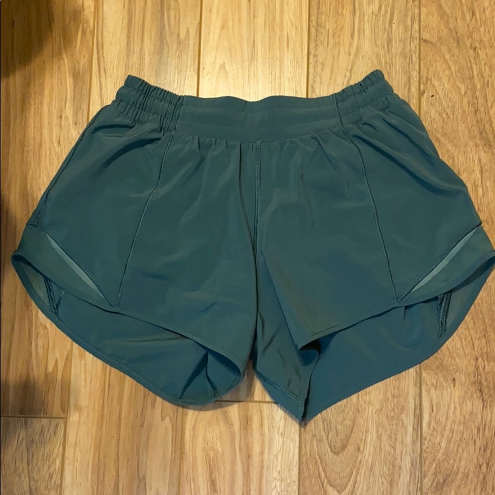 Teal lululemon hotty hot shorts